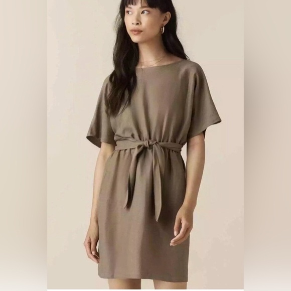 VETTA Dresses & Skirts - Vetta | Capsule The Convertible Wrap Mini Dress Khaki Small Minimalist Linen
